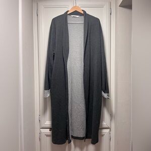 Hanro Cotton Bath Robe Medium Dark Gray Soft Comfy